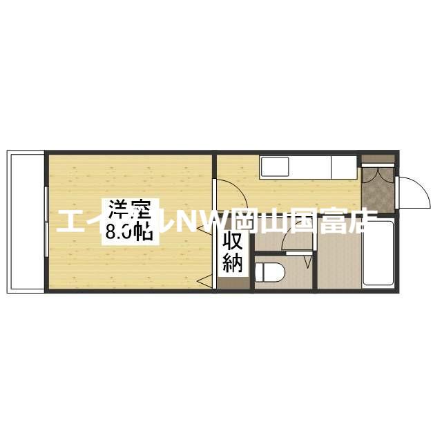 リバージュ平井(1K/2階)の間取り写真