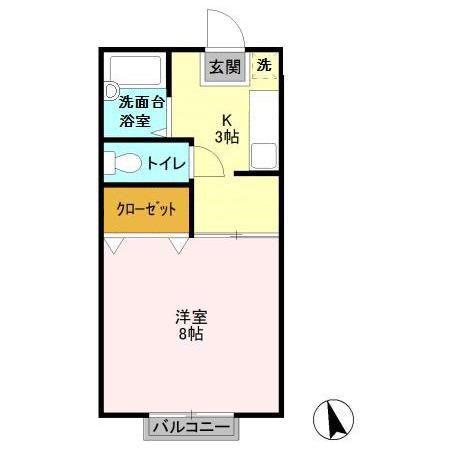 シェリールAI(1K/2階)の間取り写真