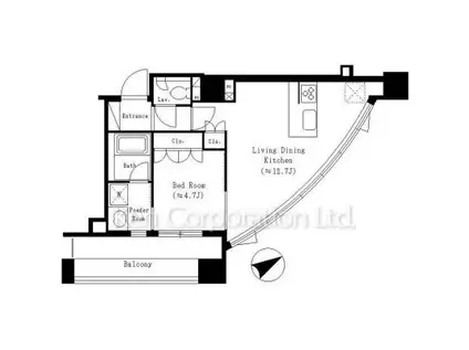 CITY CURRENT南青山(1LDK/12階)の間取り写真