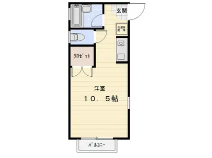 近鉄名古屋線 江戸橋駅 徒歩9分 2階建 築21年(ワンルーム/2階)の間取り写真