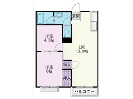 フォーブル酒匂E(2DK/2階)の間取り写真