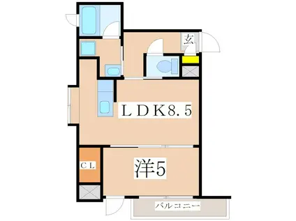 さくらヒルズきしゃば(1LDK/9階)の間取り写真