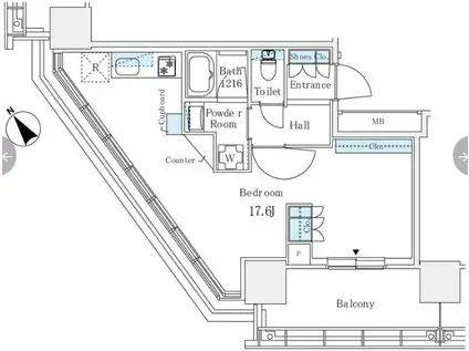 BRILLIA TOWER 浜離宮(ワンルーム/7階)の間取り写真