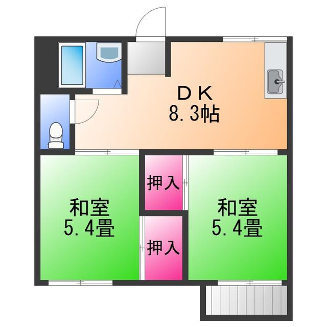 エクセレート泉大津(2DK/1階)の間取り写真
