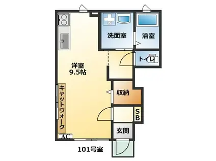 アイリスパレス(ワンルーム/1階)の間取り写真