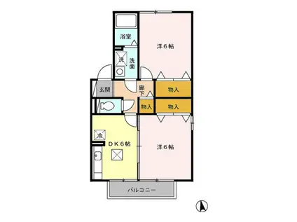 ルーミナスA(2DK/1階)の間取り写真