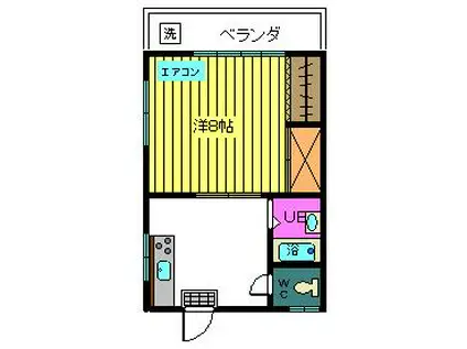 メゾン・ド小倉(1K/2階)の間取り写真