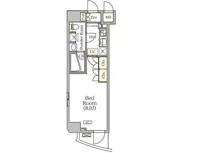 アジールコート門前仲町(1K/7階)の間取り写真