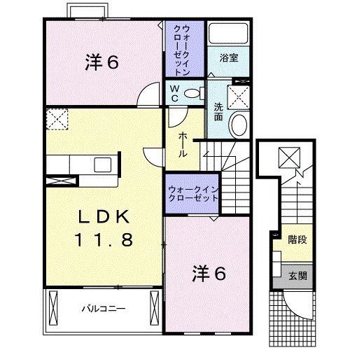 プロムナード和(2LDK/2階)の間取り写真