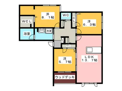 グランメゾン・K(3LDK/1階)の間取り写真