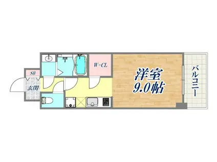 ファーストフィオーレ神戸ピアチェーレ(1K/4階)の間取り写真