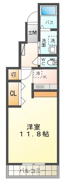 アセットユースI(1K/1階)の間取り写真