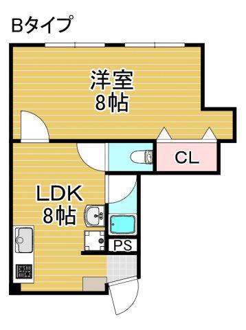 豊グランドハイツ(1K/5階)の間取り写真