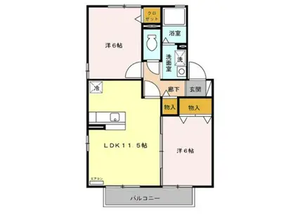 フェニックスF(2LDK/2階)の間取り写真