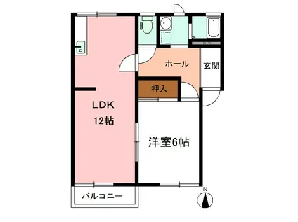 タウニィ石田(1LDK/1階)の間取り写真