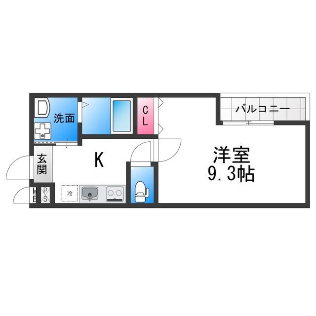 フジパレス上野芝III番館(1K/1階)の間取り写真