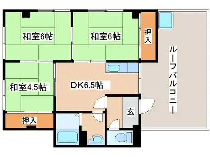 第一暁マンション(3DK/4階)の間取り写真