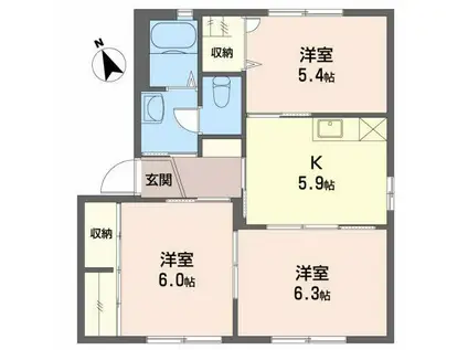 メゾン薫 B(3K/2階)の間取り写真