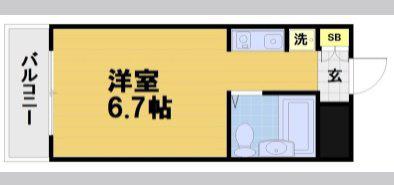 フロイデ東向日(1K/4階)の間取り写真