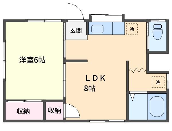 鈴野荘(1LDK/1階)の間取り写真