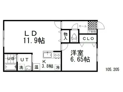 SUGAR RUSK(1LDK/2階)の間取り写真