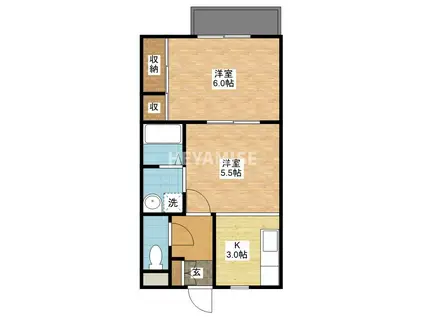 ビバセキスイB(2K/2階)の間取り写真