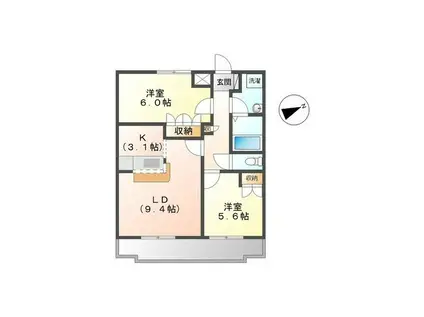 LONG HILLS(2LDK/1階)の間取り写真