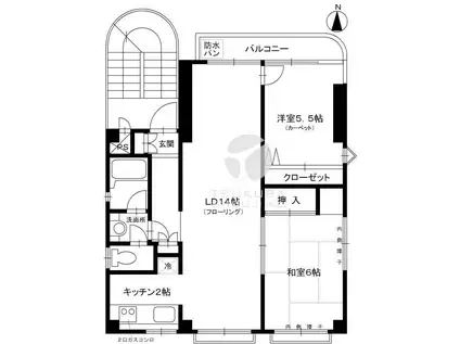 小島ビル(2LDK/4階)の間取り写真
