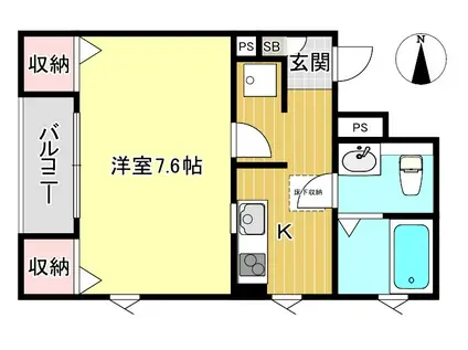 WEAVINGHOUSE山城(1K/1階)の間取り写真