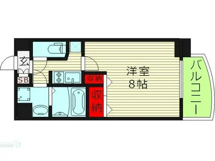 アドバンス大阪フェリシア(1K/2階)の間取り写真