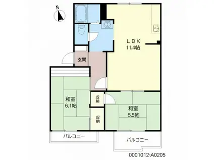 タウニイTANAKA (2LDK/2階)の間取り写真