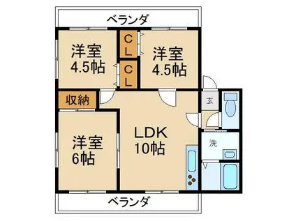 トーヨーホーム交野弐番館(3LDK/1階)の間取り写真