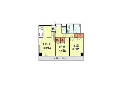 ラフィネ大崎(2LDK/1階)の間取り写真