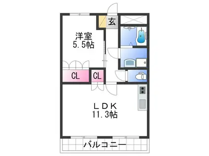 ノース・タツノI(1LDK/1階)の間取り写真