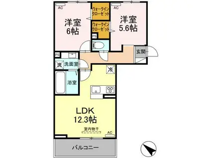 D-ROOMA隈府A・B(2LDK/1階)の間取り写真