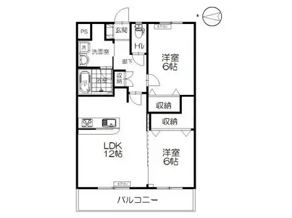 メゾンブリッジ(2LDK/2階)の間取り写真