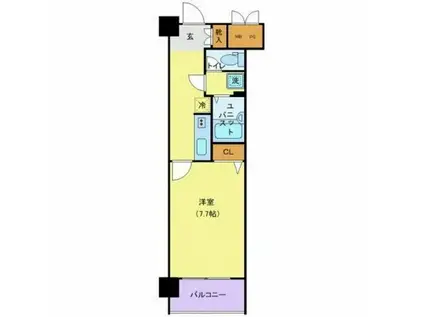 ドミール所沢II(1K/6階)の間取り写真