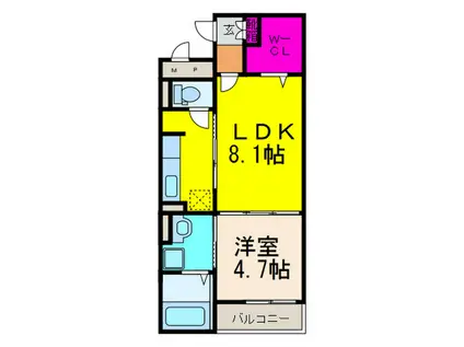 ライル I(1LDK/1階)の間取り写真