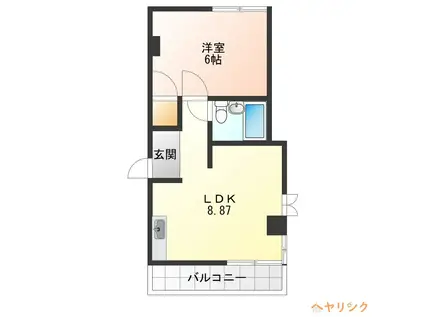 キャッスル上小田井(1DK/3階)の間取り写真