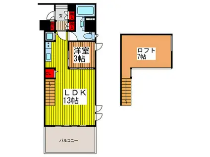 KEYAKI HOUSE(1LDK/3階)の間取り写真