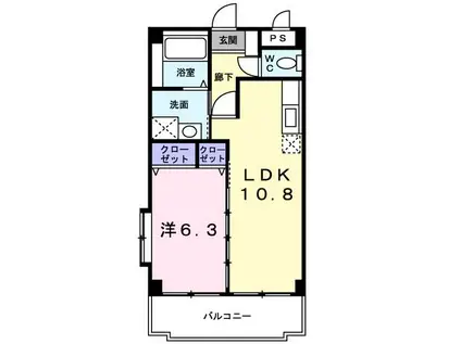 シャトー上原2006(1LDK/1階)の間取り写真