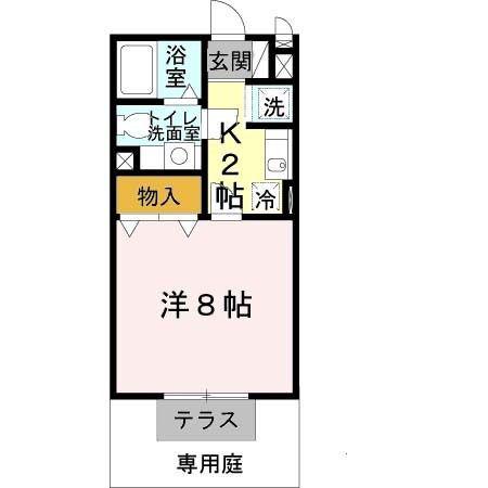 ヴェルドミールII(1K/1階)の間取り写真