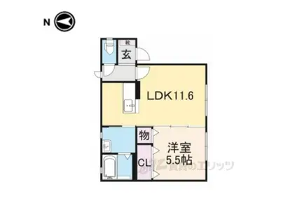 コンフォート東福寺(1LDK/1階)の間取り写真