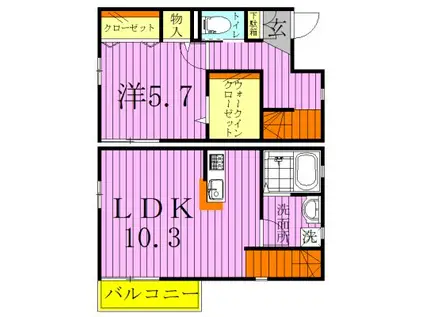 カーサ コベノルデ(1LDK/2階)の間取り写真