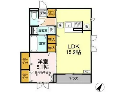CLASSEUM連坊I(1LDK/1階)の間取り写真