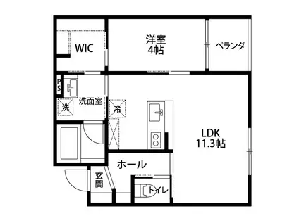 シュアネスIV(1LDK/3階)の間取り写真