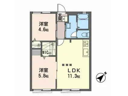 シティリバーサイド(2LDK/1階)の間取り写真