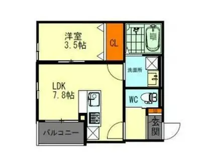 プルミエール山之手(1LDK/1階)の間取り写真
