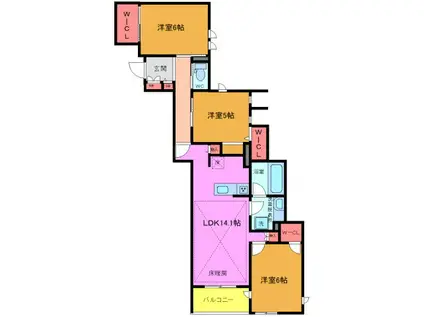千葉市中央区登戸5丁目メゾン(3LDK/2階)の間取り写真