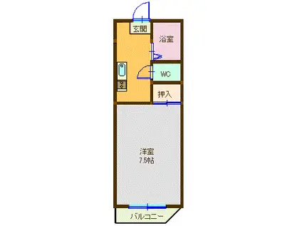 飯田コーポアベ(1K/3階)の間取り写真